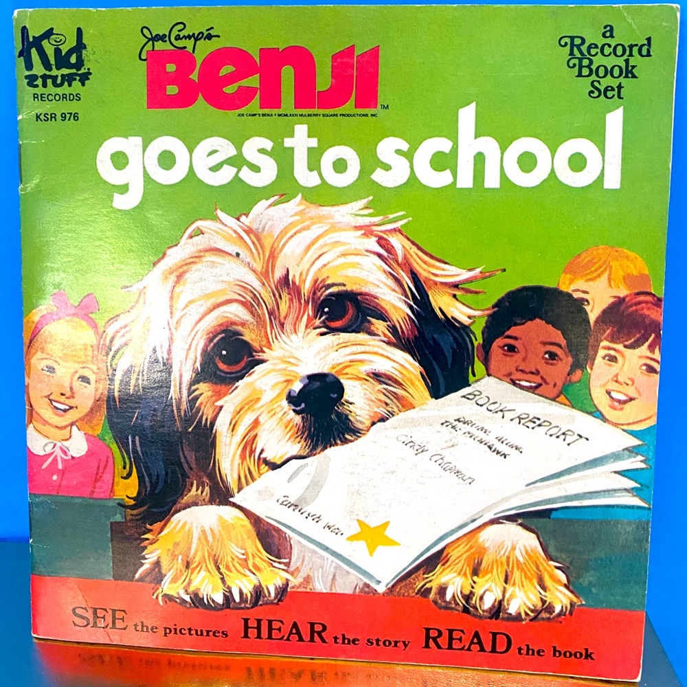 BENJI VINYL RECORD VINTAGE BENJI GOES TO SCHOOL KIDS STUFF RECORD & BOOK SET